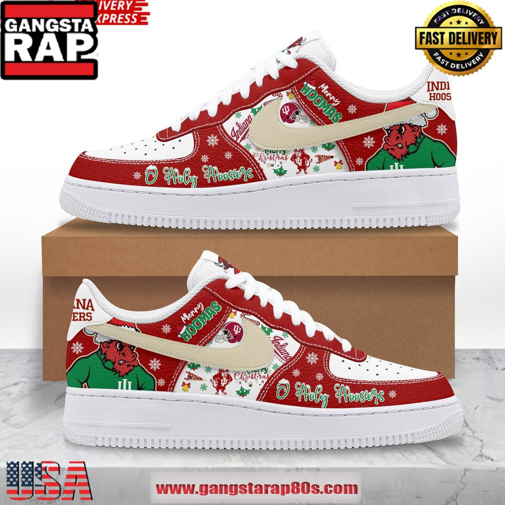 Indiana Hoosiers O Holy Hoosiers Christmas Edition Air Force 1 Running Sneakers Shoes