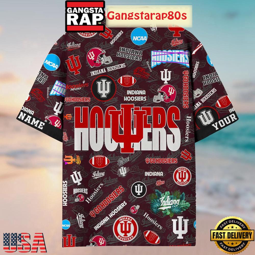 Indiana Hoosiers Solgan Go Hoosiers True Fan Spirit Custom Name Aloha Hawaiian Shirt