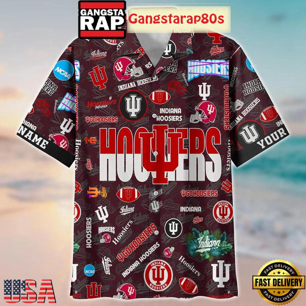 Indiana Hoosiers Solgan Go Hoosiers True Fan Spirit Custom Name Aloha Hawaiian Shirt