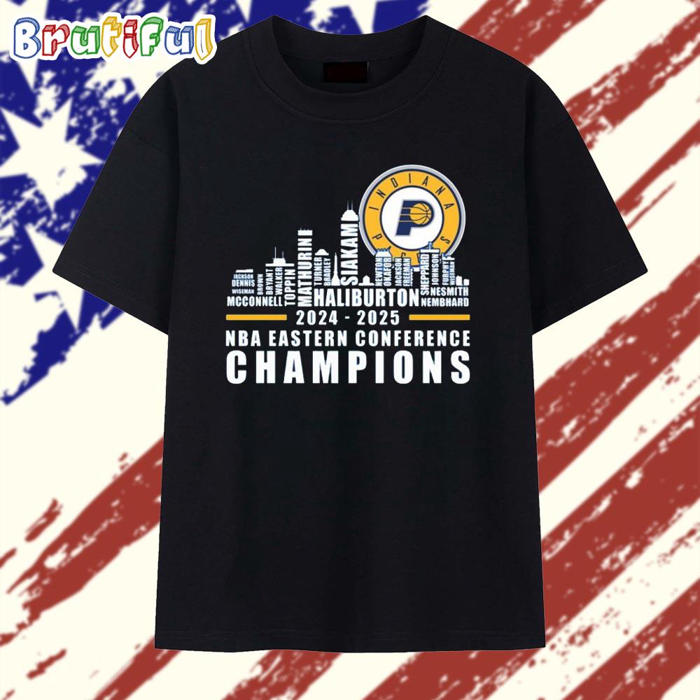Indiana Pacers 2024 2025 Eastern Conference Champions Skyline T Shirt
