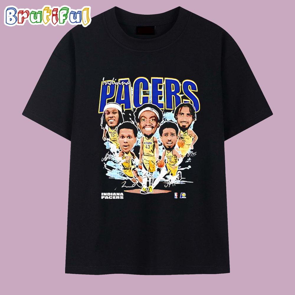 Indiana Pacers All Team Caricature Signature T Shirt