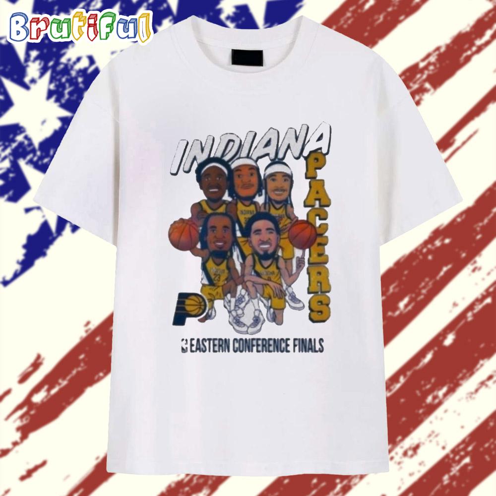 Indiana Pacers Cartoon Starting Five 2025 Eastern Conference Finals T Shirt