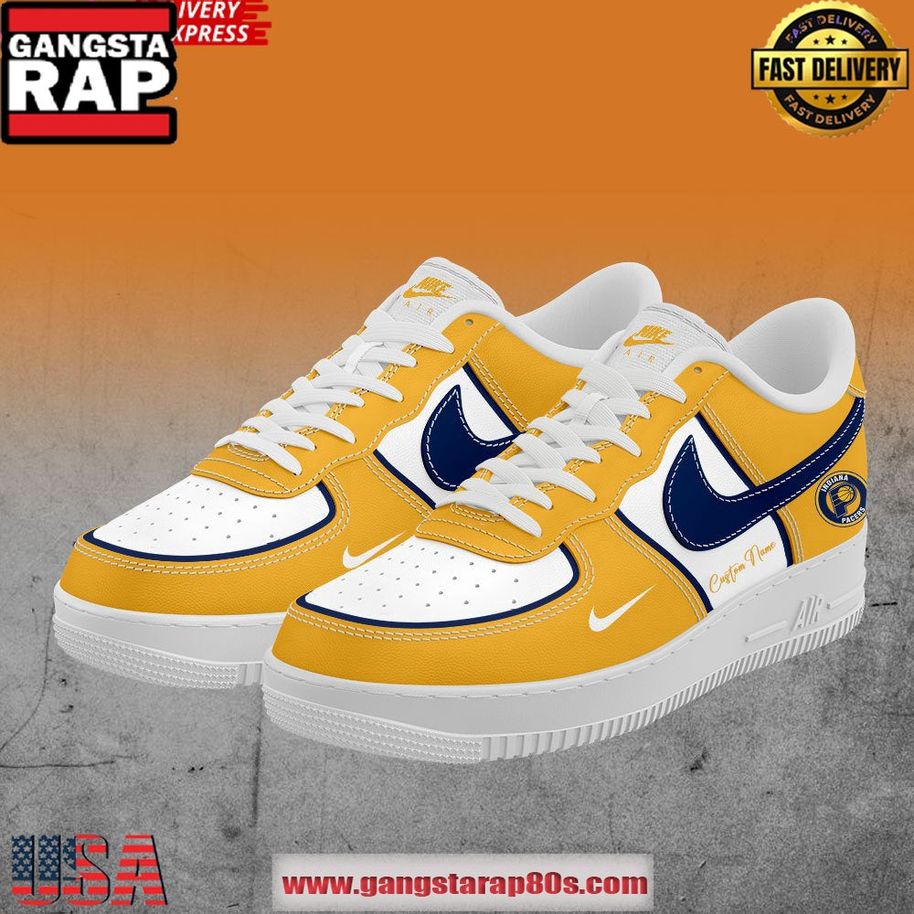 Indiana Pacers Custom Air Force 1 - Yellow Running Sneakers Shoes
