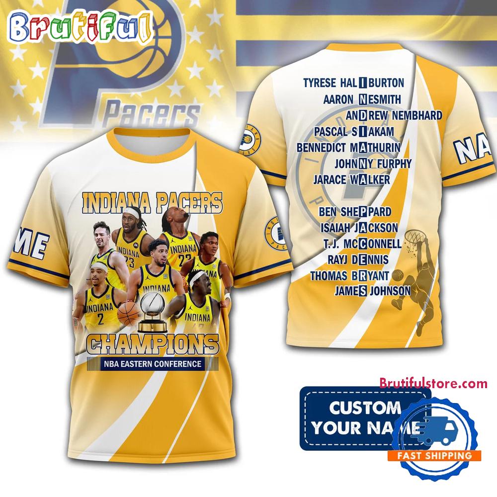 Indiana Pacers Eastern Conference Champions Team Graphic 3D Shirt
