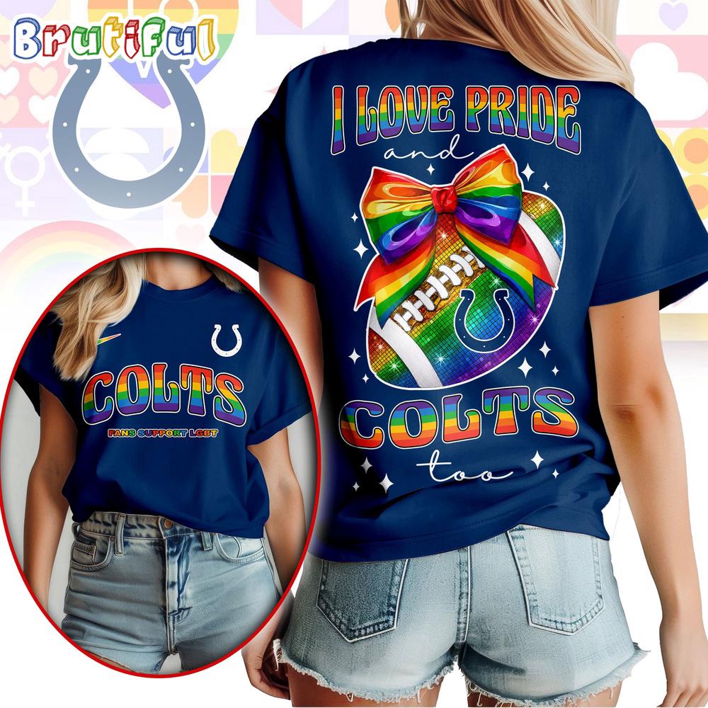 Indianapolis Colts 2026 NFL Pride Month Football Bow Unisex 3D Shirt