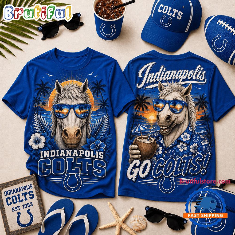 Indianapolis Colts 2026 NFL Summer Tropical New Design 3D Shirt