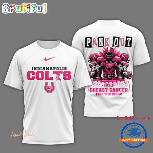 Indianapolis Colts Football Pink Out Tackle Breast Cancer New Design T Shirt