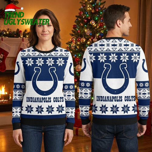 Indianapolis Colts Horseshoe Snowflake Knit Ugly Christmas Sweater