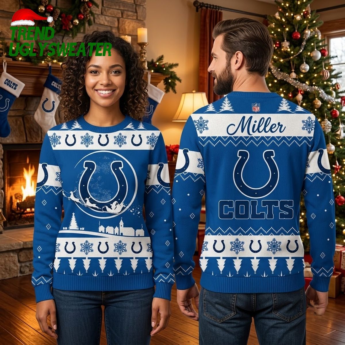 Indianapolis Colts Horseshoe Snowflake Ugly Christmas Sweater