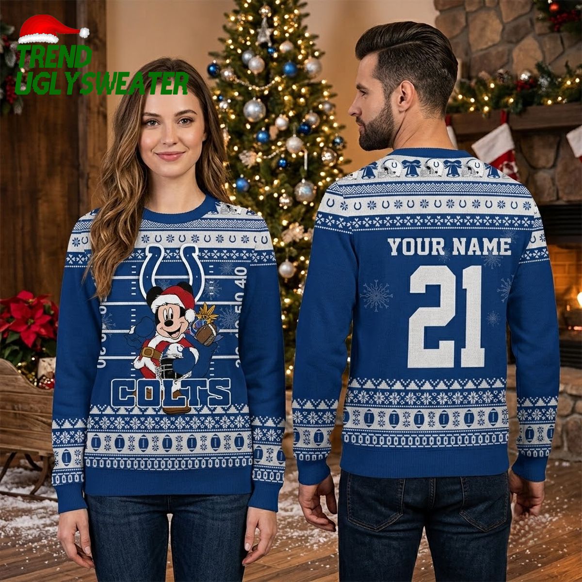 Indianapolis Colts Mickey Mouse Santa Football Ugly Christmas Sweater