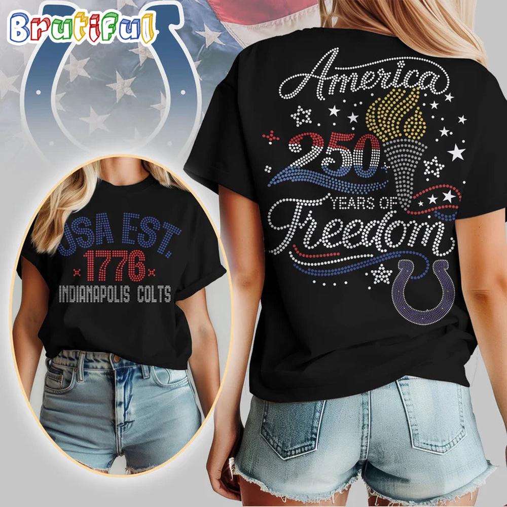 Indianapolis Colts NFL 250 Years Independence Day Rhinestone Dot Unisex 3D Shirt