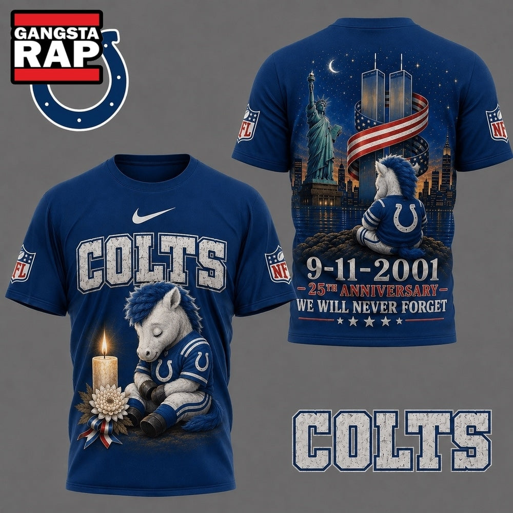 Indianapolis Colts NFL 9 11 25th Anniversary Never Forget Memorial 3D T Shirt, Football New Design Shirt