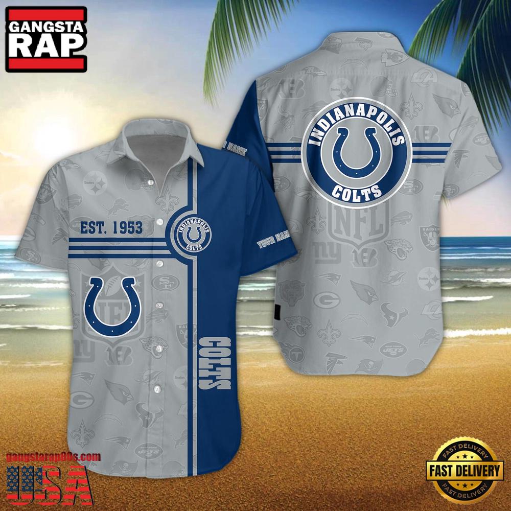 NFL Indianapolis Colts Logo Team Custom Name New Design Hawaiian Shirt