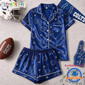 Indianapolis Colts NFL Logo Team Love Satin Short Sleeve Pajamas Set