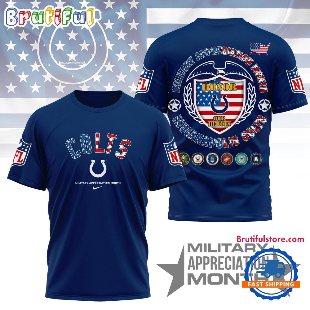 Indianapolis Colts NFL Military Appreciation Month New Design 3D Shirt
