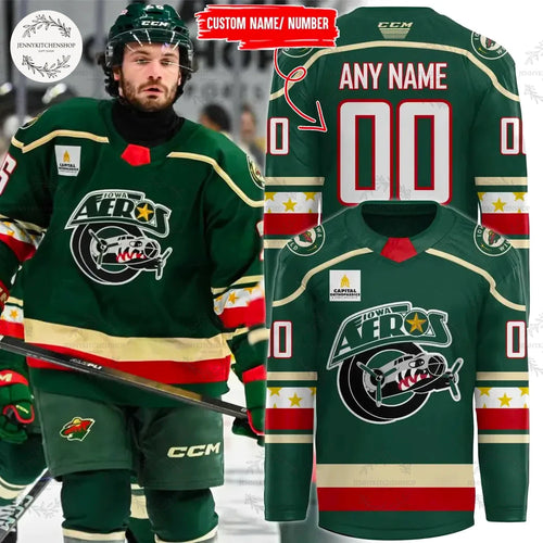 Iowa Aeros 2025 Run It Back Retro Veterans Night Hockey Jersey