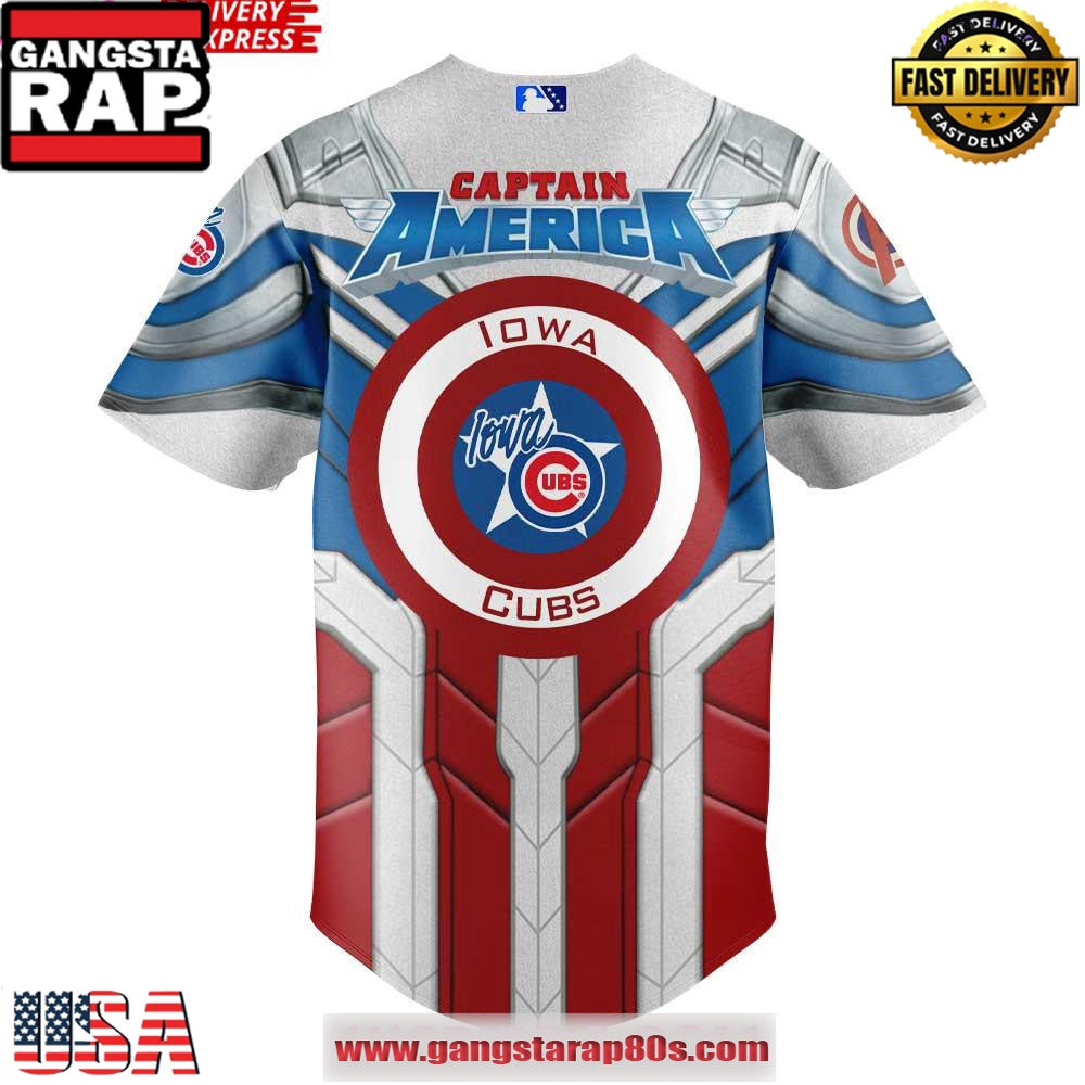 Iowa Cubs x Captain America Limited Edition Baseball Jersey Shirt
