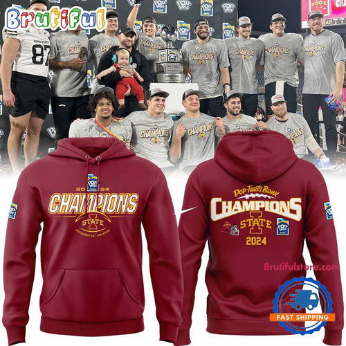 Iowa State Cyclones Football 2024 Pop Tarts Bowl Champions Limited Red Hoodie T-Shirt