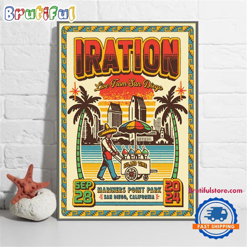 Iration September 28 2024 Live In Mariners Point Park San Diego CA Band Tour Wall Art Poster Canvas