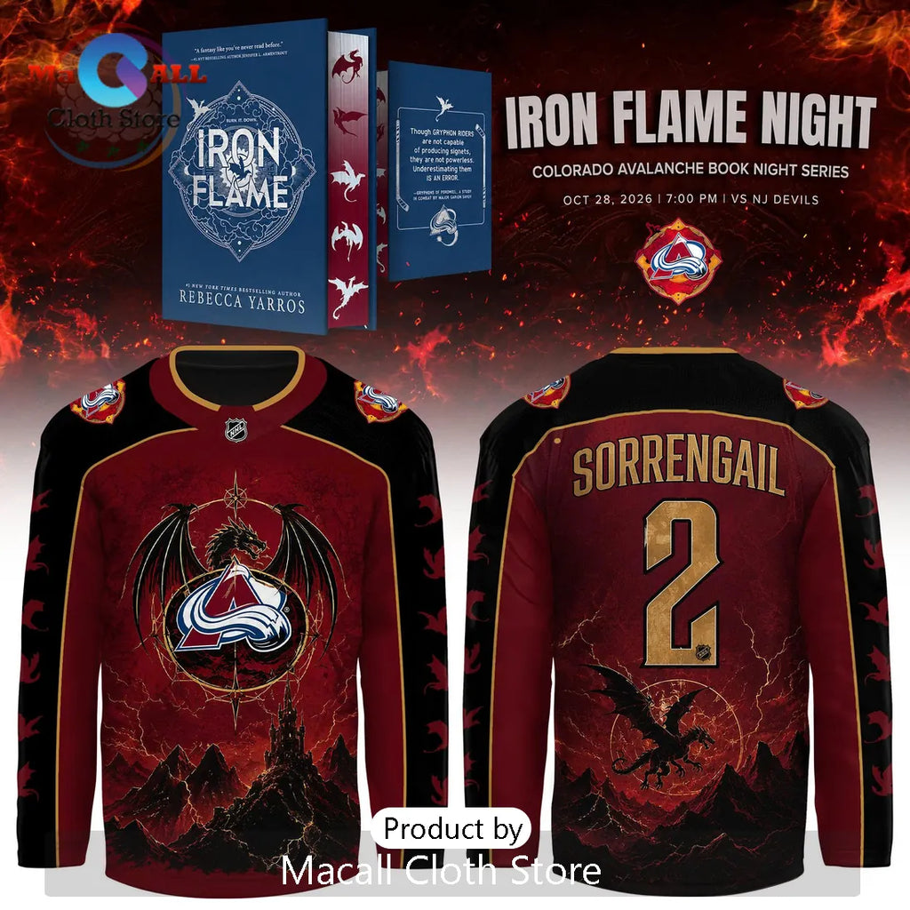Iron Flame Colorado Avalanche Sorrengail Hockey Jersey 2026