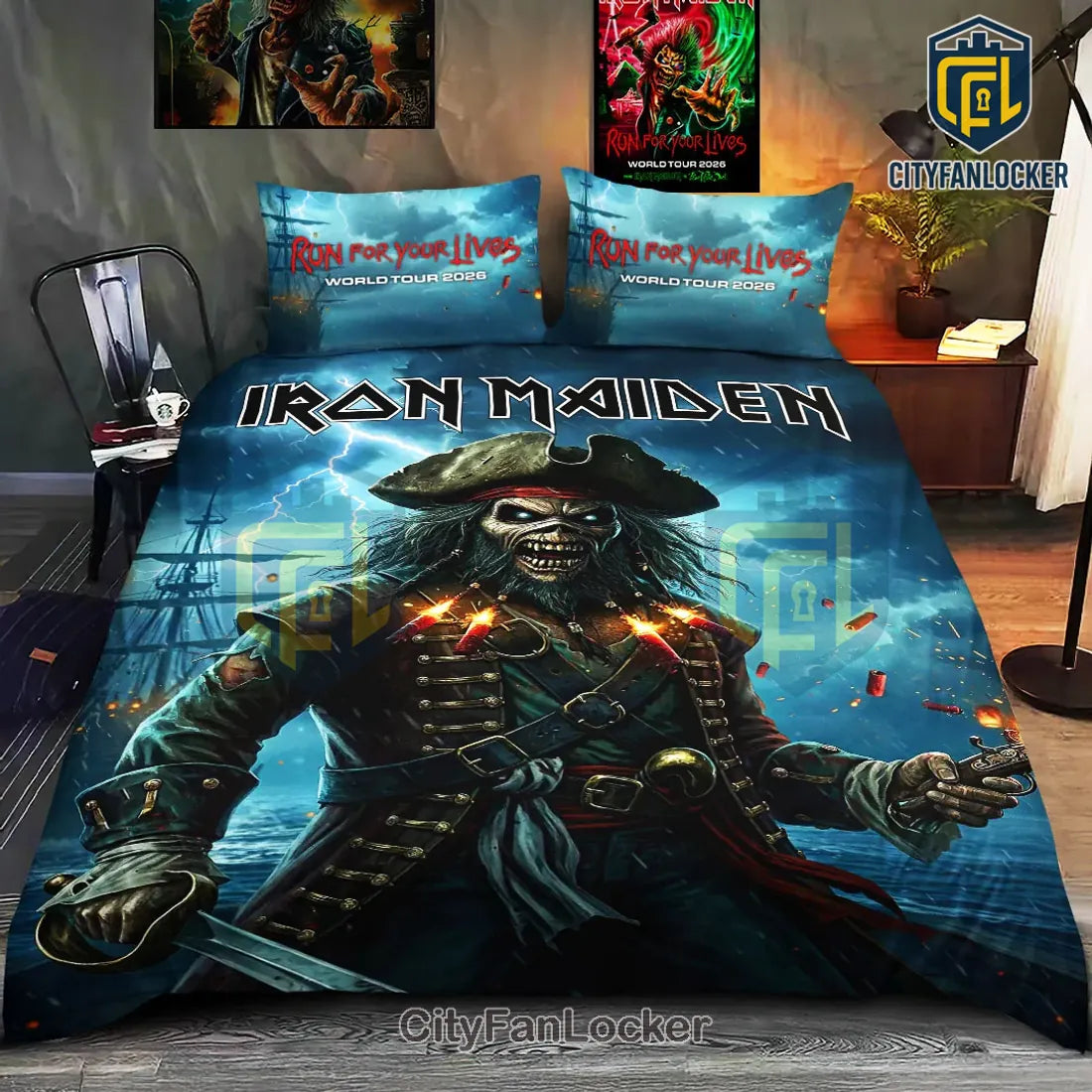 Iron Maiden 2026 World Tour Pirate Eddie Duvet Bedding Set