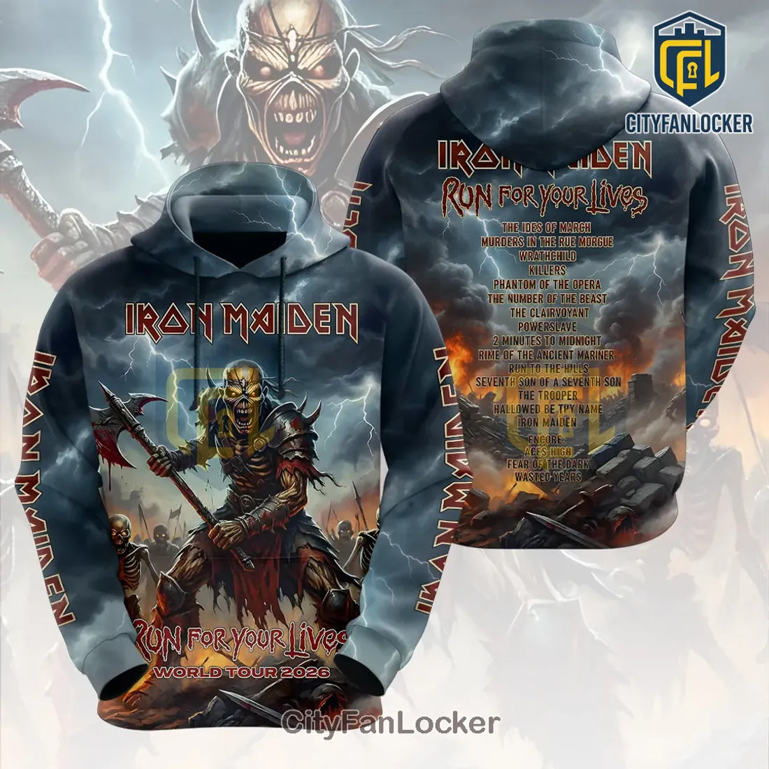 Iron Maiden Run For Your Lives 2026 World Tour T-Shirt