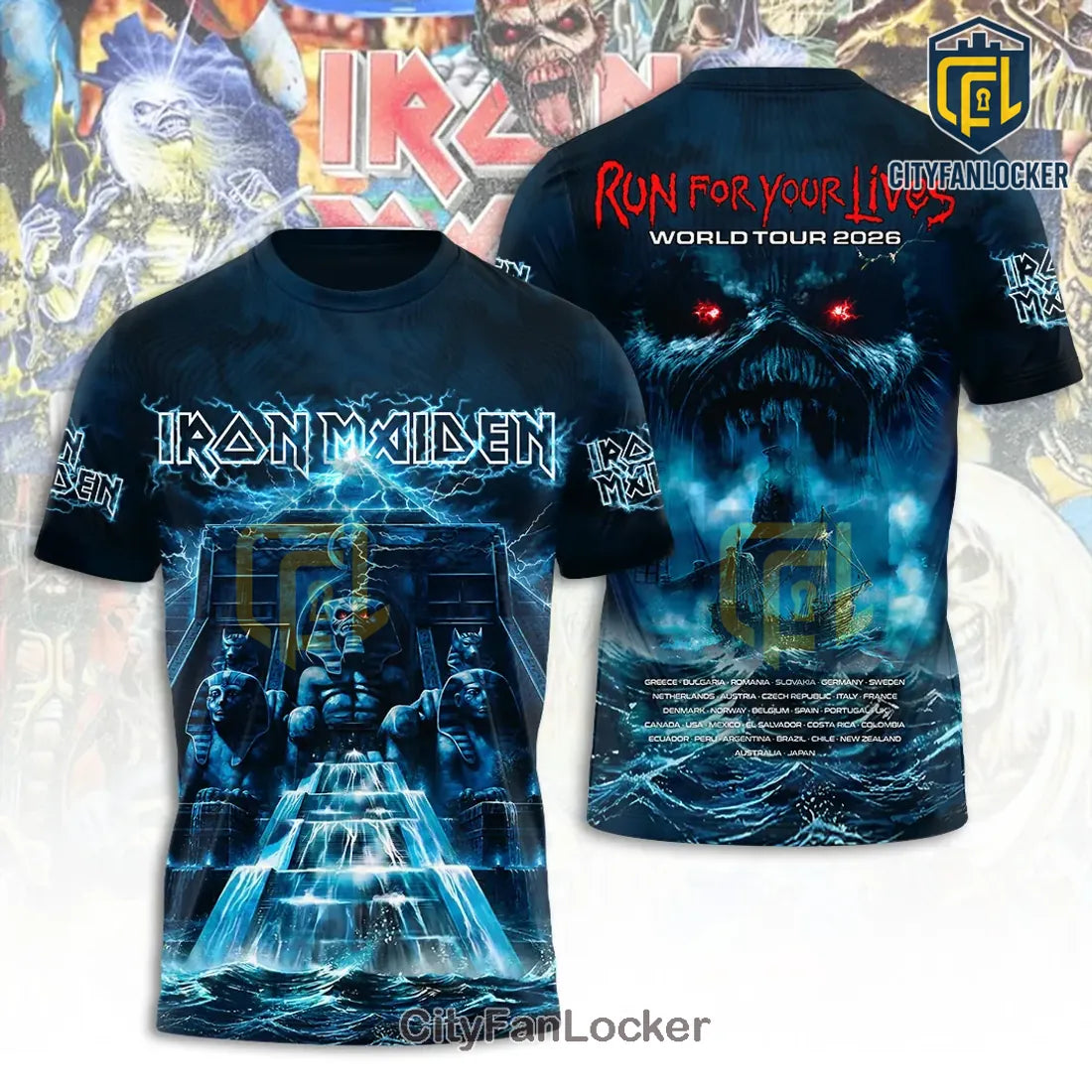 Iron Maiden Tour 2026 Powerslave Eddie Pullover Hoodie