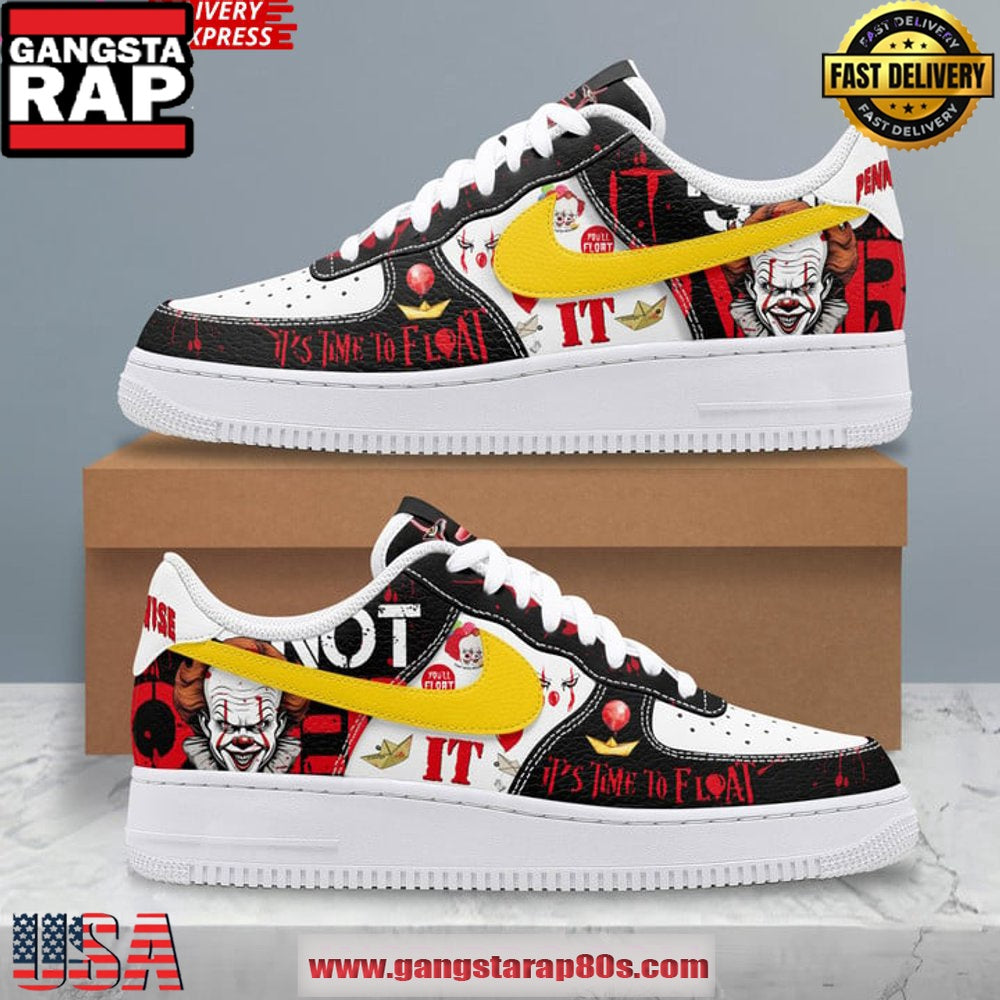 IT Pennywise Time to Float Limited Edition Air Force 1 Running Sneakers Shoes