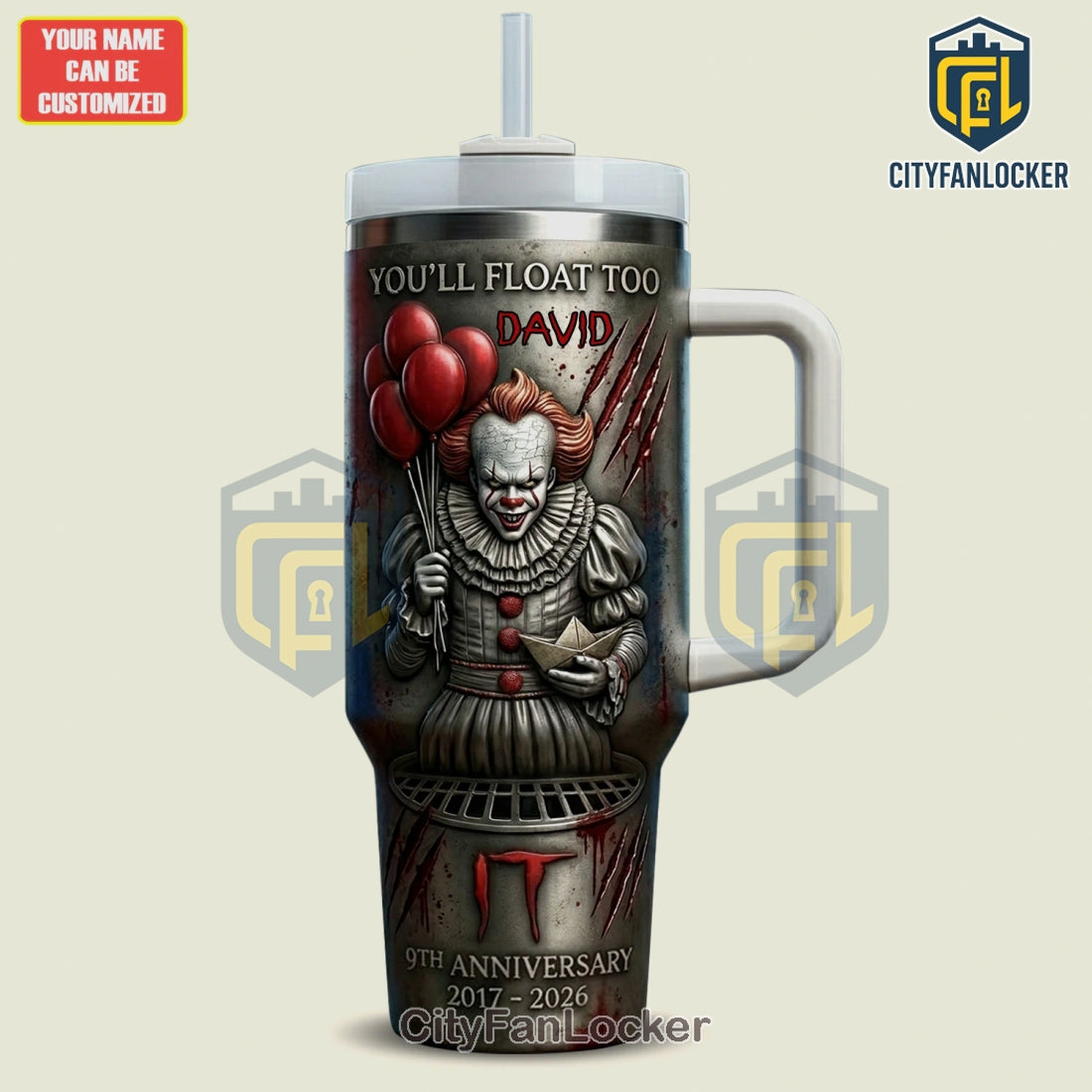 IT You’ll Float Too 9th Anniversary Pennywise 3D Personalized Tumbler