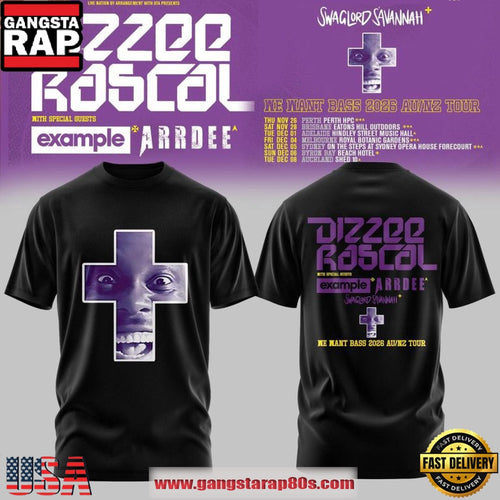 izzee Rascal We Want Bass AU-NZ Tour 2026 T Shirt