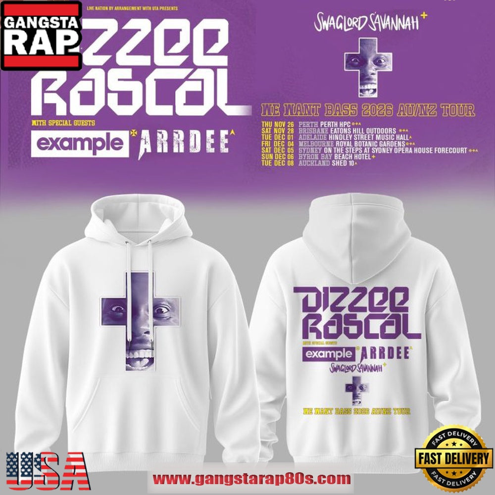 izzee Rascal We Want Bass AUNZ Tour 2026 Unisex Hoodie