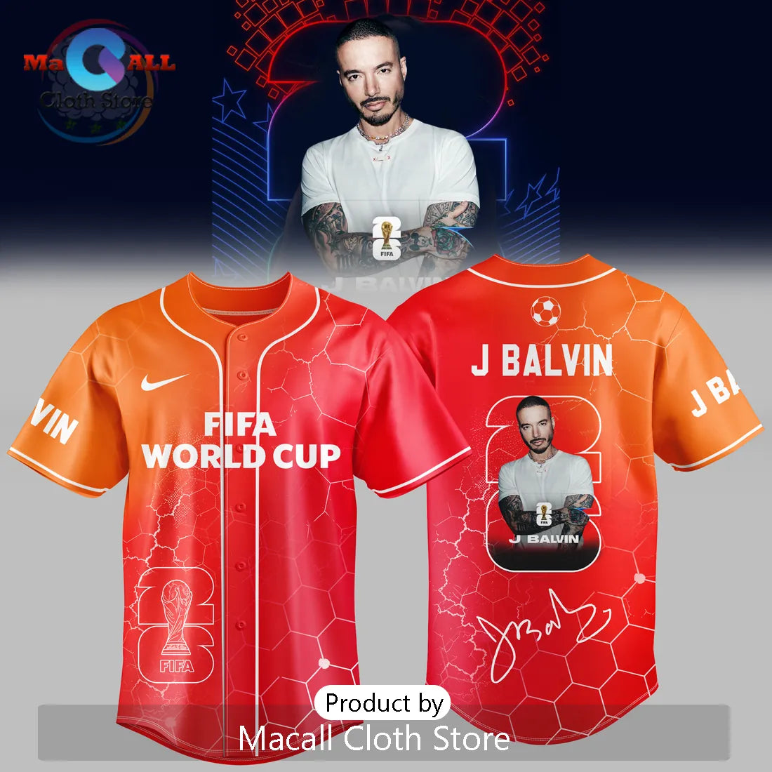 J Balvin x FIFA World Cup 2026 HexaPitch Ember Baseball Jersey