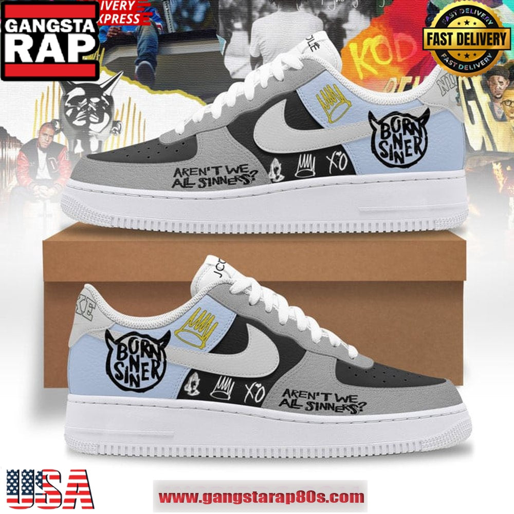 J Cole Born Sinner Special Edition Air Force 1 Running Sneakers Shoes