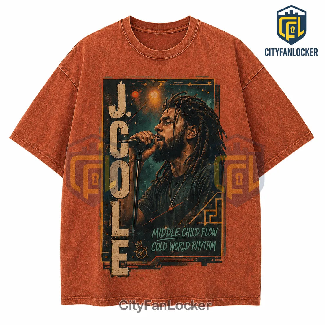 J Cole The Fall Off Tour 2026 Rust Orange T-Shirt