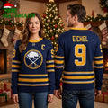 Jack Eichel 9 Buffalo Sabres Crossed Swords Logo Ugly Christmas Sweater