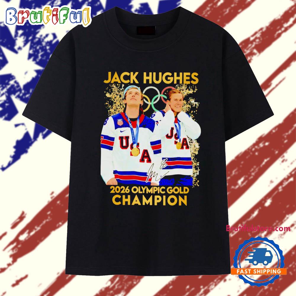 Jack Hughes Hero USA Men’s Olympic Hockey Olympic 2026 Gold T Shirt