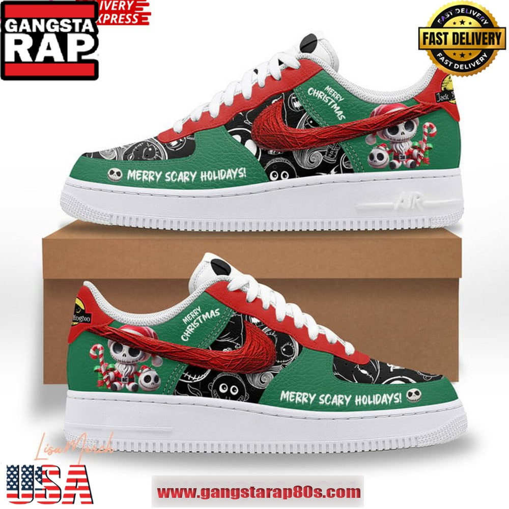 Jack Skellington Merry Scary Holidays Limited Air Force 1 Running Sneakers