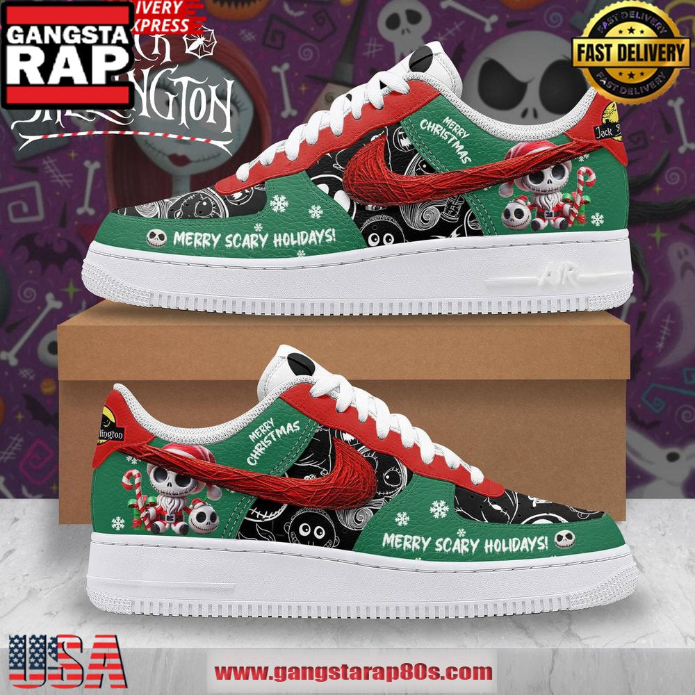 Jack Skellington Merry Scary Holidays Limited Air Force 1 Running Sneakers