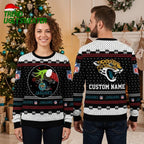 Jacksonville Jaguars Custom Name Jaguar Santa Hat Ugly Christmas Sweater