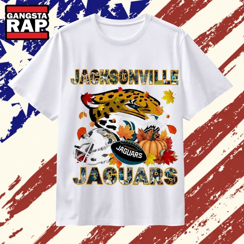 Jacksonville Jaguars Football Autumn Fall Pumpkin Graphic T Shirt