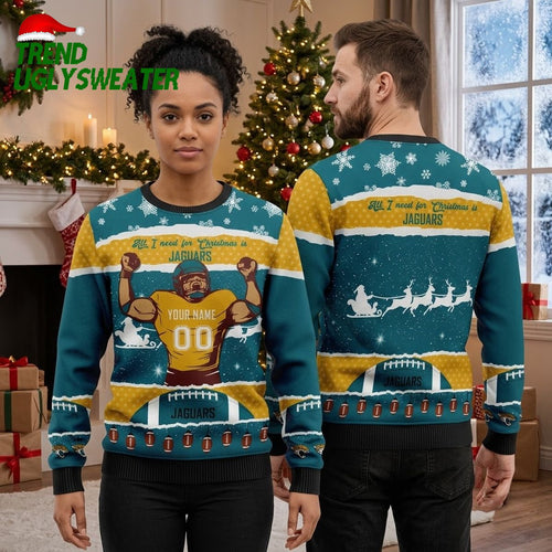 Jacksonville Jaguars Football Player Custom Name And Number Ugly Christmas Sweater