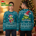 Jacksonville Jaguars Grinch Santa Hat Custom Name Ugly Christmas Sweater