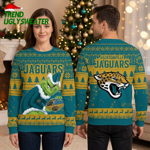Jacksonville Jaguars Grinch Ugly Christmas Sweater