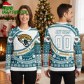 Jacksonville Jaguars Jaguar Mascot Custom Name And Number Ugly Christmas Sweater