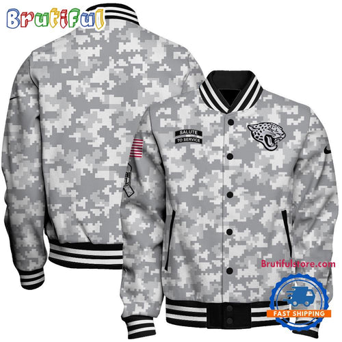 Jacksonville Jaguars National Football League Arctic Camo Salute To Service Veterans Varsity Jacket