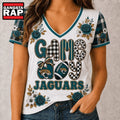 Jacksonville Jaguars NFL Football Flowers Team Pride V Neck T Shirt