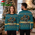 Jacksonville Jaguars Rushing Jaguar Football Player Teal Ugly Christmas Sweater