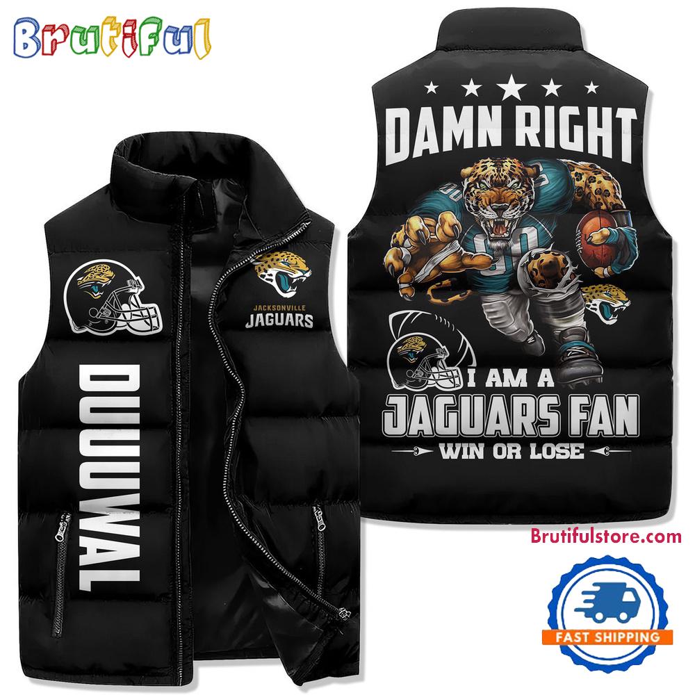 Jacksonville Jaguars Sporty Mascot Design Sleeveless Puffer Jacket