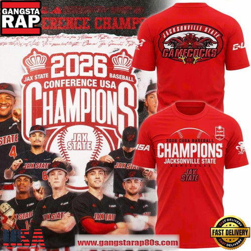 Jacksonville State Gamecocks Baseball Conference USA Champions 2026 Unisex T-Shirt