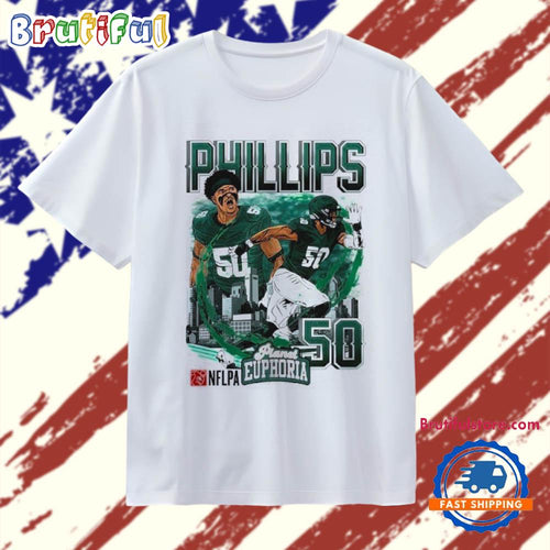 Jaelan Phillips #50 Philadelphia Eagles Football Skyline Comic T Shirt